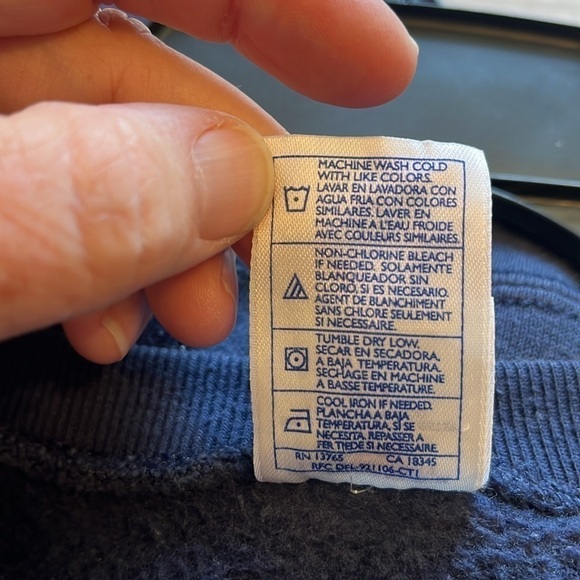 VTG-fruit of a loom-3X-navy blue-USA flag graphic embroidery crewneck sweatshirt - Picture 5 of 11